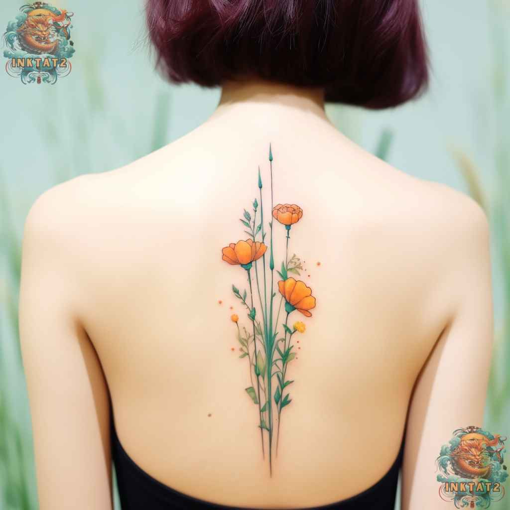 Butterfly spine tattoo for women, symbolizing transformation and baddie grace.