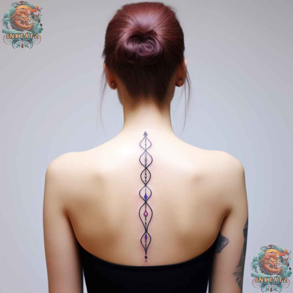 Intricate tribal pattern spine tattoo, showcasing detailed linework within baddie tattoo trends.