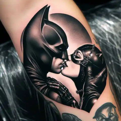 Batman and Catwoman kissing tattoo