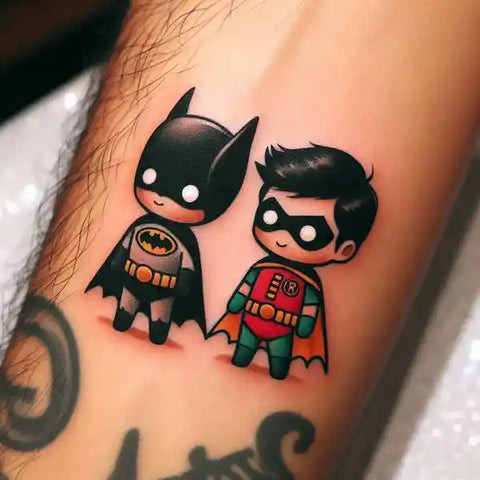 Cute Batman and Robin tattoo