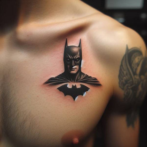 Detailed realistic Batman tattoo on muscle