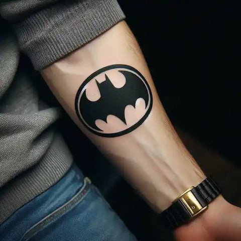 Classic Batman logo tattoo