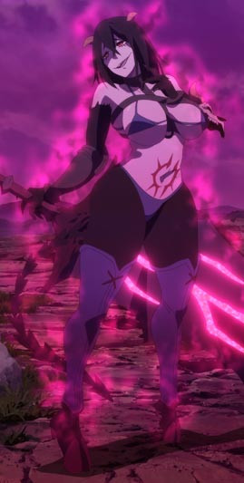 Chaos Machina from Shinchou Yuusha, demonstrating a crest-like belly tattoo that could be considered an inmon.