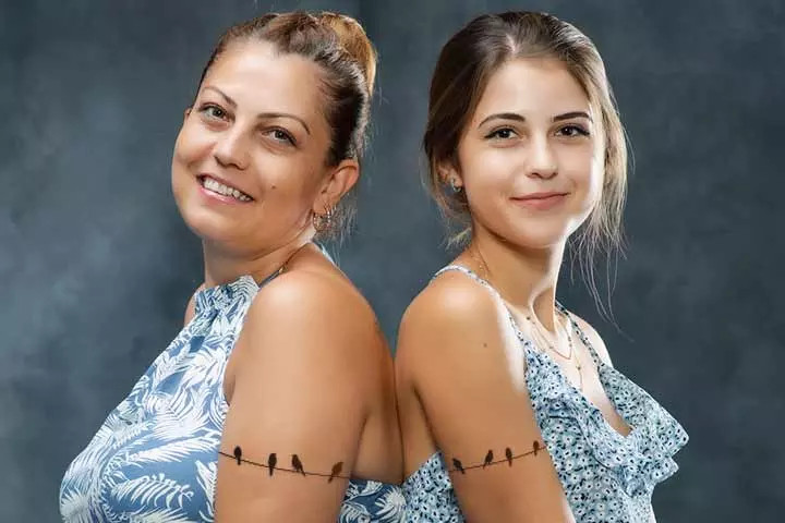 Birds On A Wire Tattoo for Mother and Daughter