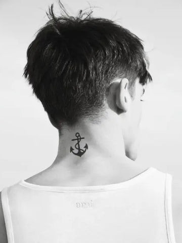 Anchor Simple Tattoos for Men Neck