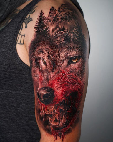 Bloody Wolf Tattoo for Men