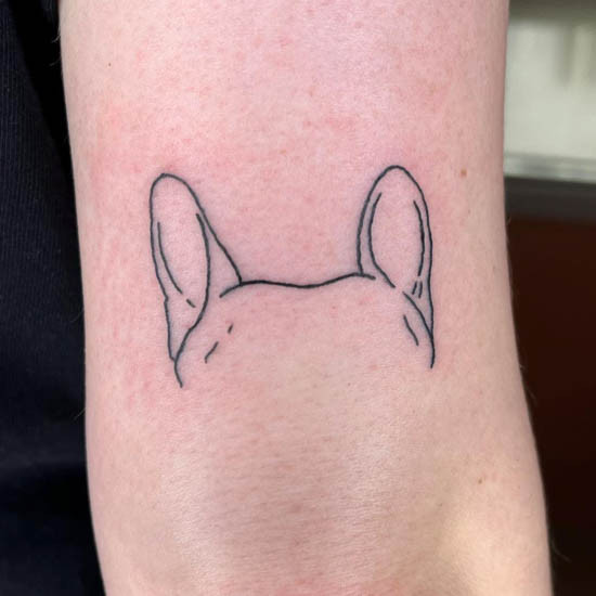 Bulldog ears line tattoo