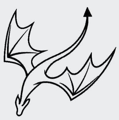 Cute baby dragon tattoo design, a charming and simple dragon tattoo idea for beginner practice.