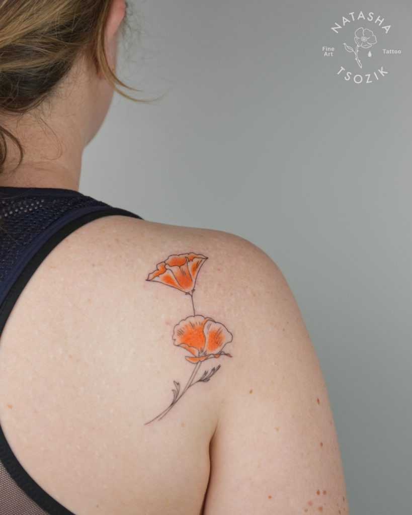 CA Poppy tattoo by Natasha Tsozik