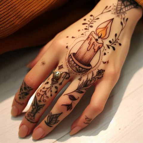 Candle Hand Tattoo