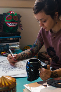 Cecilia Granata sketching tattoo designs