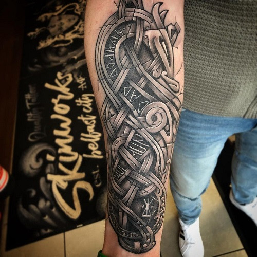 Intricate Celtic knotwork dragon tattoo design