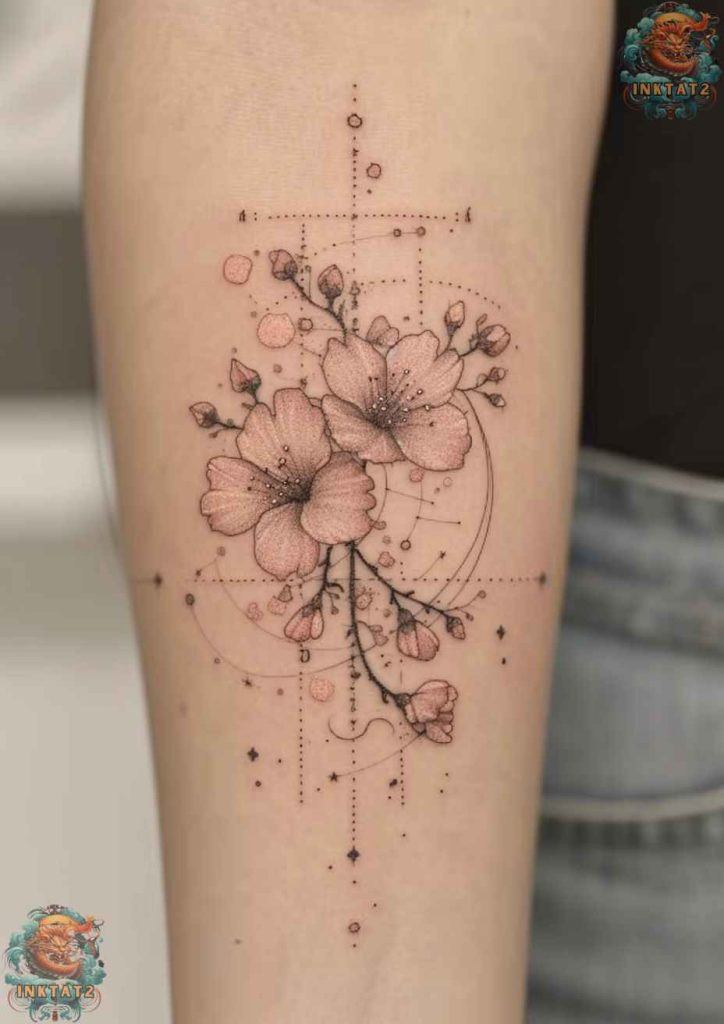 Cherry blossom tree tattoo with a feminine and delicate style.