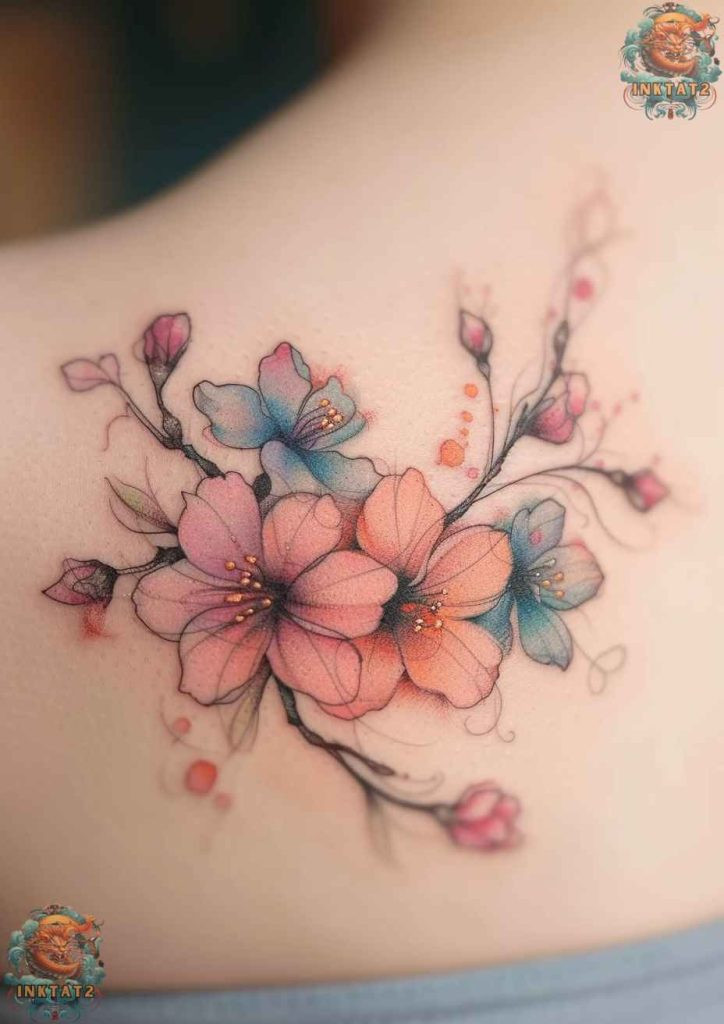 Sakura blossom tattoo with a realistic style, capturing the flower's natural beauty