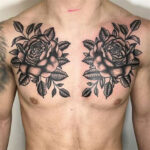 Masculine chest tattoo ideas showcasing tribal and geometric patterns