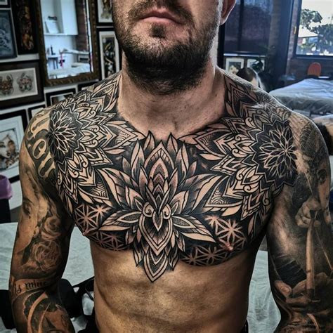 Collection of diverse chest tattoo designs for men and women