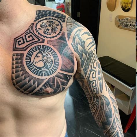 Different chest tattoo styles from minimalist to elaborate