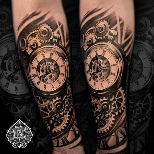 Clock Gear Tattoo