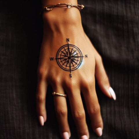Compass Hand Tattoo