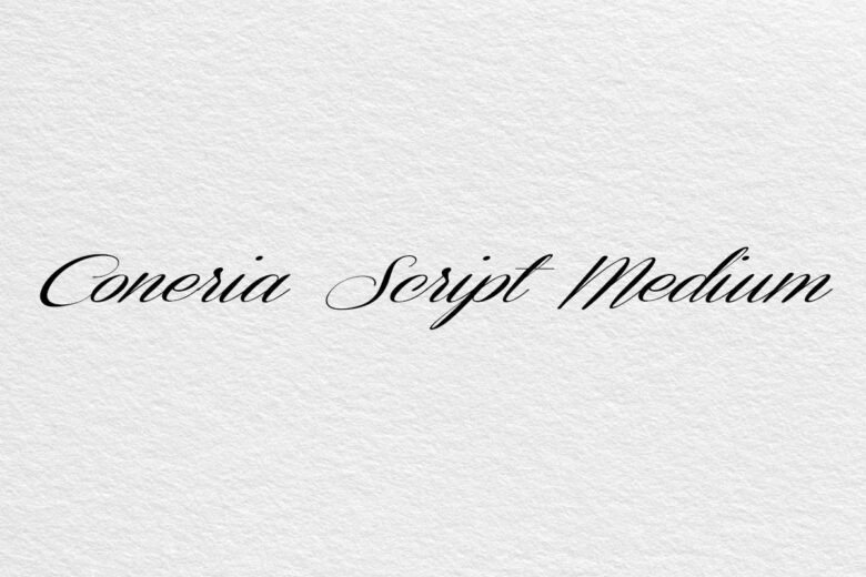 Coneria Script Medium font example