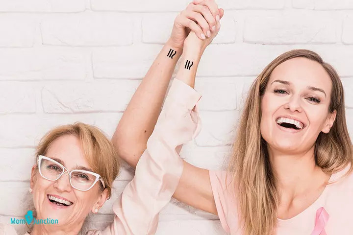 Congruence sign mother-daughter tattoo, symbolizing similarity and understanding