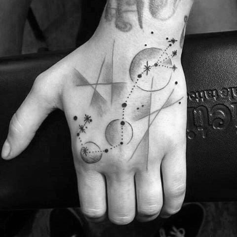 Constellation tattoo on the arm depicting the stars of the Big Dipper constellation