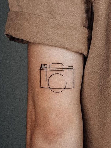 Camera Symbol Cool Simple Tattoos for Men: Camera Outline Tattoo