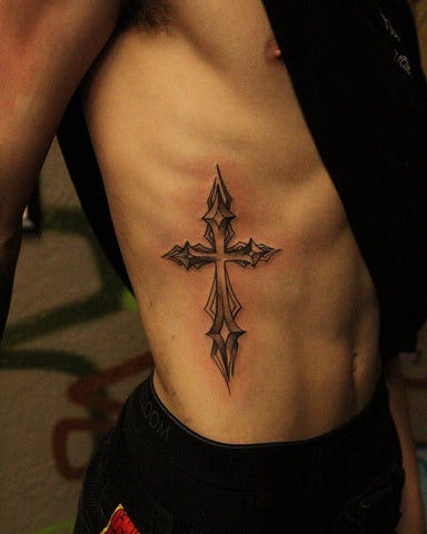 Cross Tattoos for Men on Rib