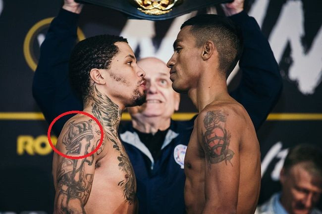 Gervonta Davis' crown tattoo, symbolizing his ambition and status in boxing.