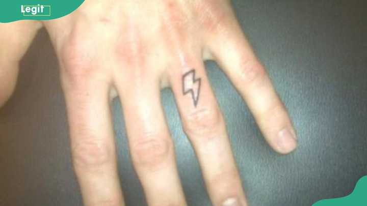Flash ring tattoo symbolizing power and transformative change in a relationship.