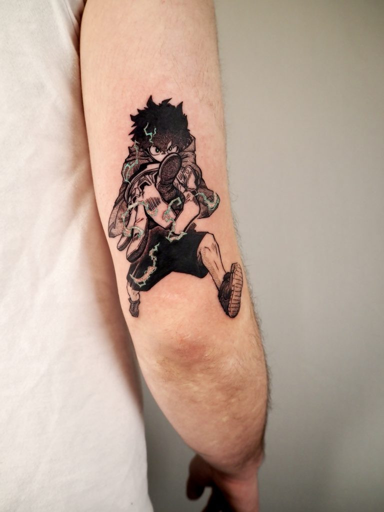 My Hero Academia's Deku tattoo in black ink by Mimi-Sama