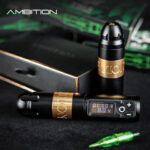 Ambition Soldier Rotary Tattoo Machine showcasing its sleek design and digital LED display