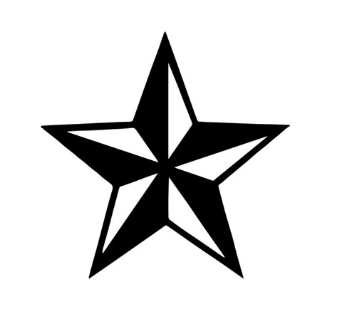 Traditional star tattoo practice template for beginners, bold lines and shading