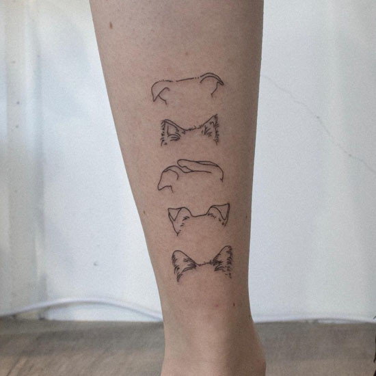 Dog ears family tattoo outline