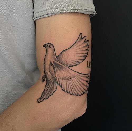 Peaceful dove tattoo for men, symbolizing love, hope, and new beginnings