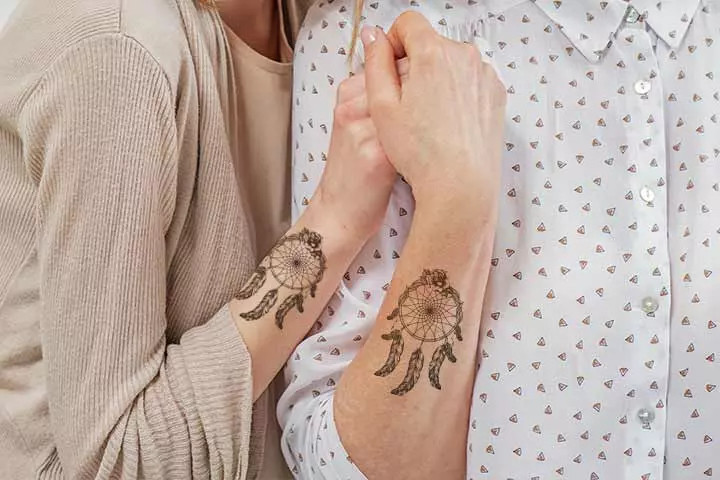 Dreamcatcher Duo Tattoo for Mother and Daughter