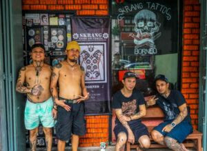 The Skrang Tattoo Studio in Kuching, a hub for traditional Iban hand-tapped tattoos.