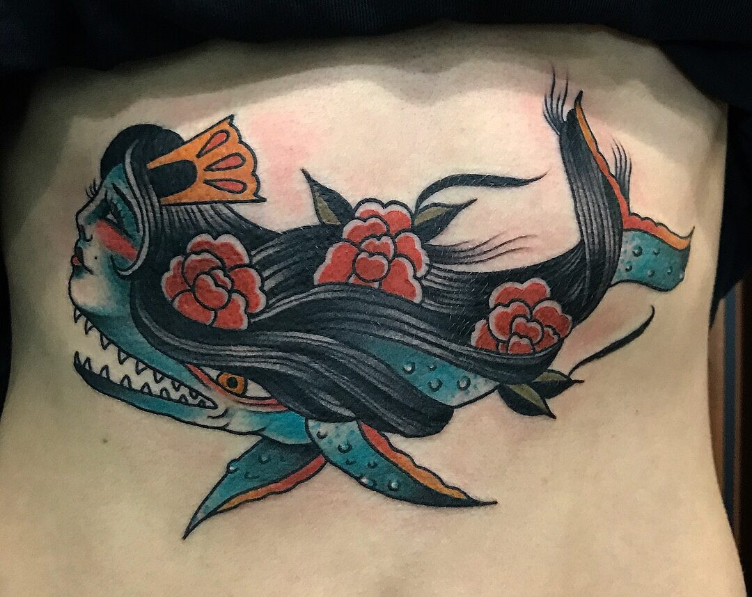 A healed traditional tattoo by El Chanok, demonstrating the longevity and timeless appeal of the style