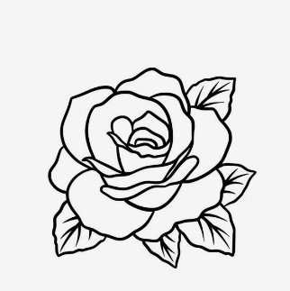 Stemless rose tattoo design for line thickness practice