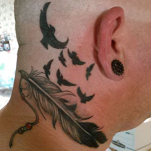 Feather Neck Tattoo