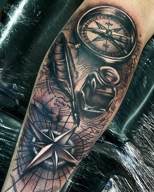 Feather Thigh Tattoo