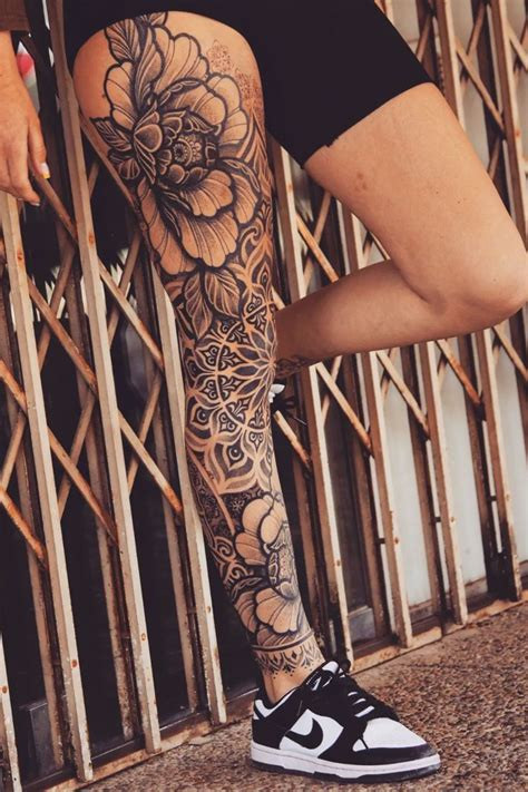 Female Leg Tattoo Design 5