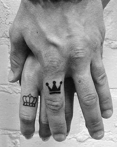 Regal Crown Finger Tattoo for Men