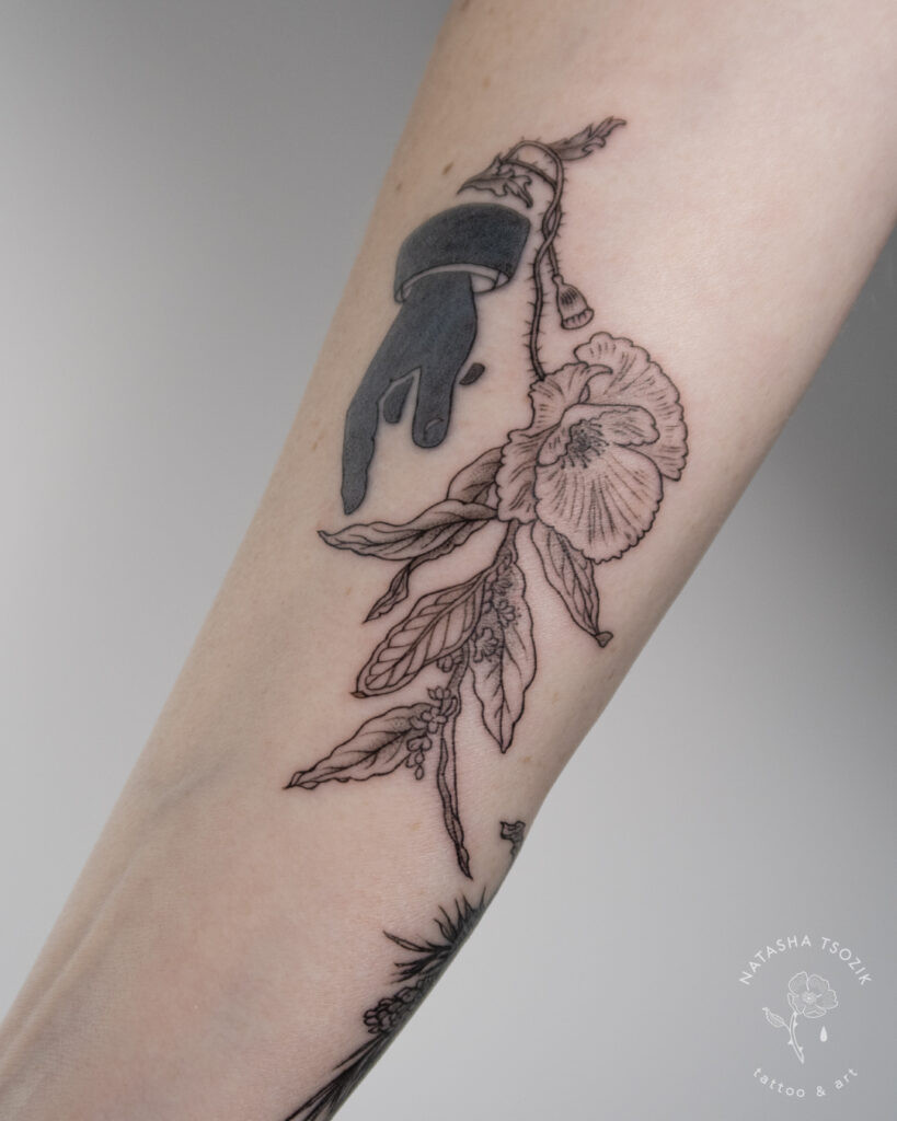 Floral branch tattoo by Natasha Tsozik 2