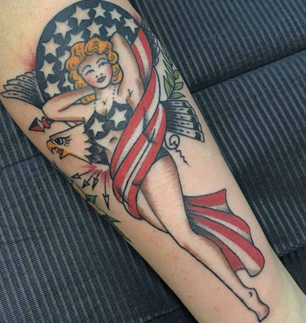 Forearm American Flag Tattoo