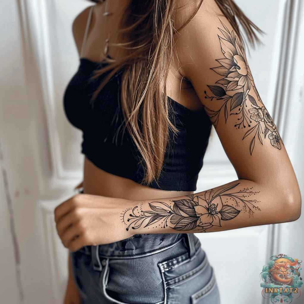 Geometric forearm tattoo design for women.