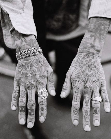 Detailed Full Finger Tattoo for Men