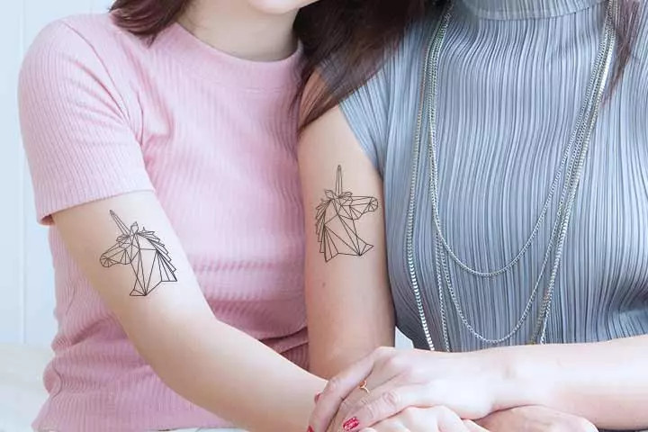 Geometric Animals Tattoo for Mother and Daughter