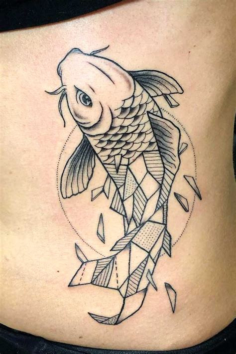 Geometric koi fish tattoo design