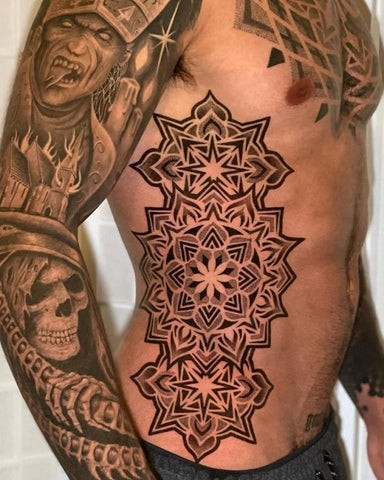 Geometric Rib Tattoo Men